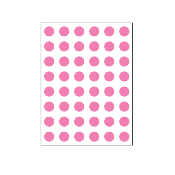 Nevs 1/4" Color Coding Dots Rose - Sheet Form DOT-14M Rose